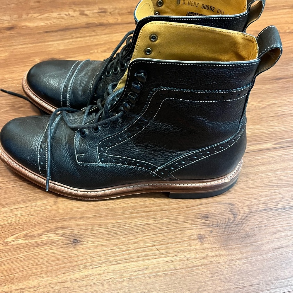 Stacy Adams Brockton Cap Toe Lace Boot 11D Black OLD MAN COMFORT pre-owned - Picture 4 of 11